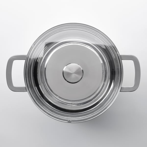HEMKOMST Olla con tapa, acero inoxidable/vidrio, 10.6 qt