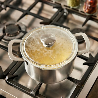HEMKOMST Olla con tapa, acero inoxidable/vidrio, 3.2 qt