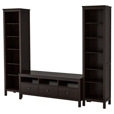 HEMNES Combinación de almacenaje para TV, negro-marrón, 96 1/2x77 1/2 "