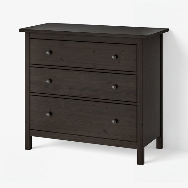 HEMNES Gavetero de 3 cajones, negro-marrón, 42 1/2x37 3/4 "