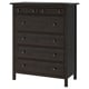 HEMNES Gavetero de 6 cajones, negro-marrón, 42 1/2x51 5/8 "