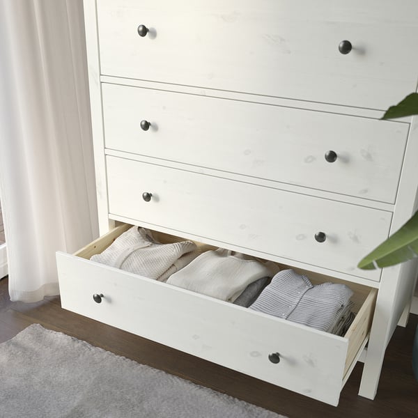 HEMNES Gavetero de 6 cajones, teñido en blanco, 42 1/2x51 5/8 "