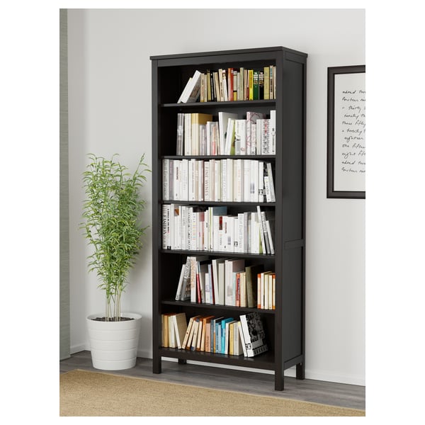 HEMNES Librero, negro-marrón, 35 3/8x77 1/2 "