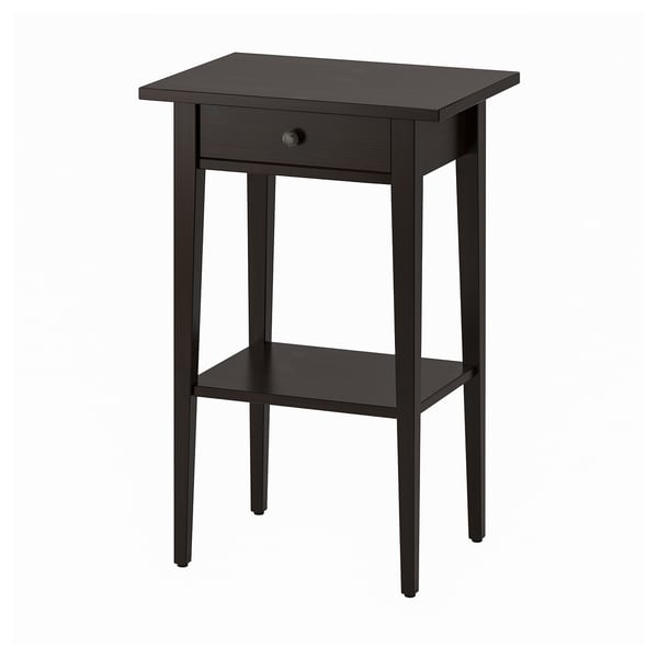 HEMNES Mesita de noche, negro-marrón, 18 1/8x13 3/4 "