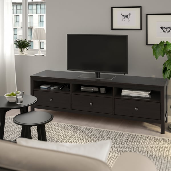HEMNES Mueble para TV, negro-marrón, 72x18 1/2x22 1/2 "