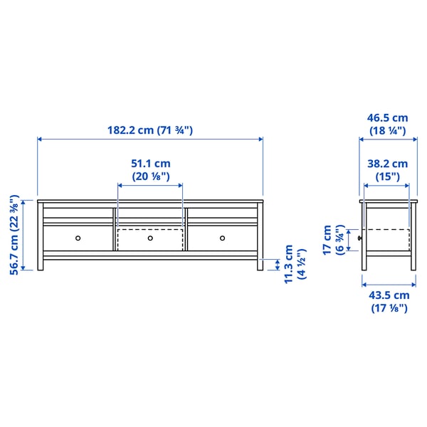 HEMNES Mueble para TV, negro-marrón, 72x18 1/2x22 1/2 "