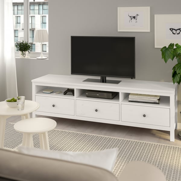 HEMNES Mueble para TV, teñido en blanco, 72x18 1/2x22 1/2 "