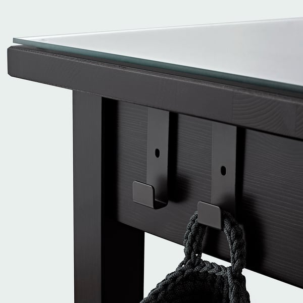 HEMNES Tocador con espejo, negro-marrón, 43 1/4x17 3/4 "