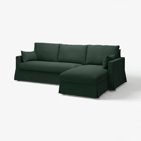 HYLTARP Funda sofá+chaise longue, dcha, Tallmyra verde oscuro