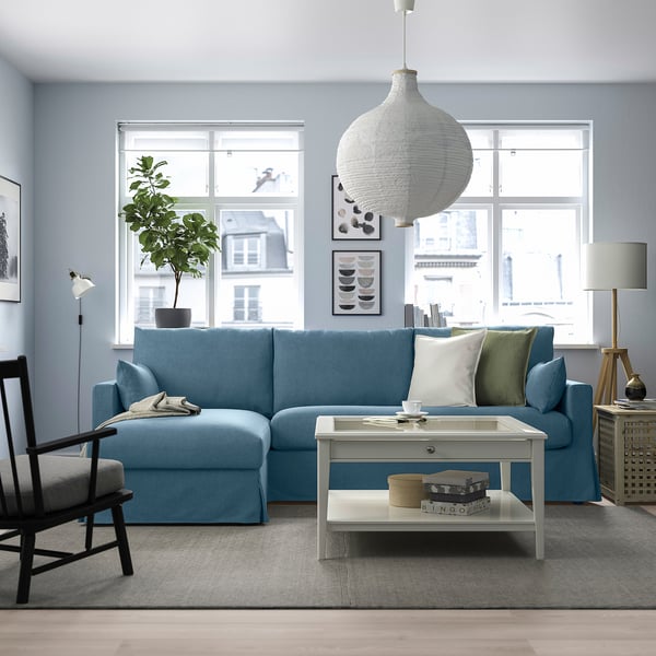 HYLTARP Sofá+chaise longue, izquierda, Tallmyra azul