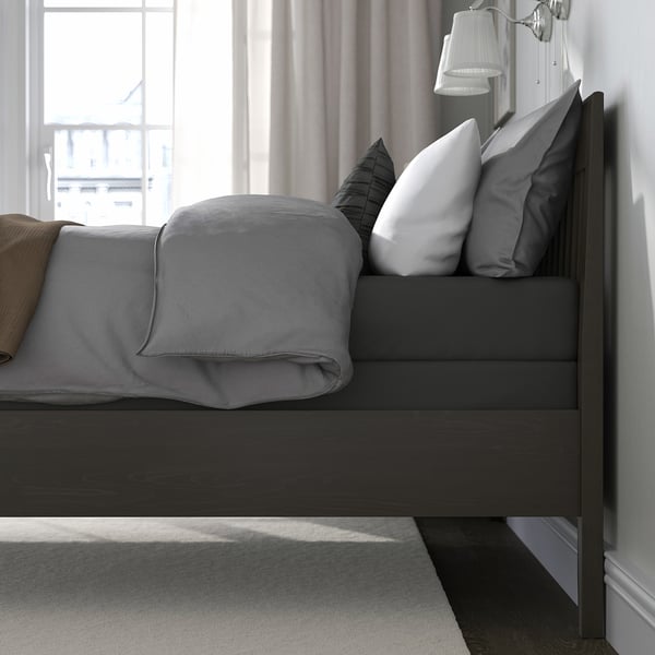 IDANÄS Base de cama, marrón oscuro/Lyngör gris oscuro, Tamaño King
