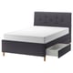 IDANÄS Cama tapizada+almacenaje, Gunnared gris oscuro, Tamaño full