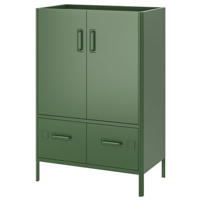IDÅSEN Gabinete con puertas+cajones, verde oscuro, 31 1/2x18 1/2x46 7/8 "