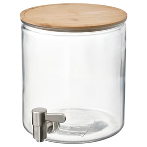 IKEA 365+ Bote con grifo, bambú/vidrio transparente, 4 qt