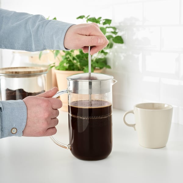 IKEA 365+ Cafetera/tetera, vidrio transparente/acero inoxidable, 34 oz