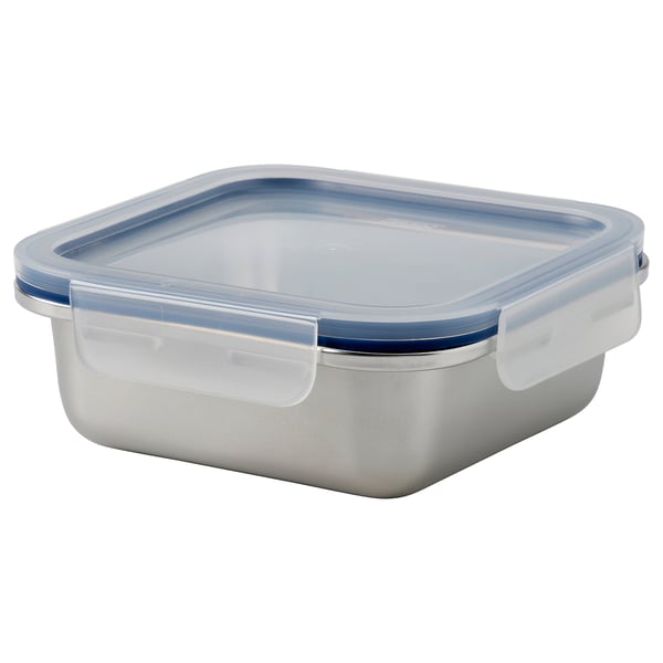 IKEA 365+ Recipiente con tapa, cuadrado acero inoxidable/plástico, 20 oz