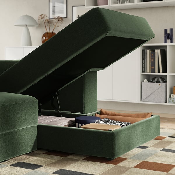 JÄTTEBO Módulo chaise longue, derecha, Johanneshov verde oscuro