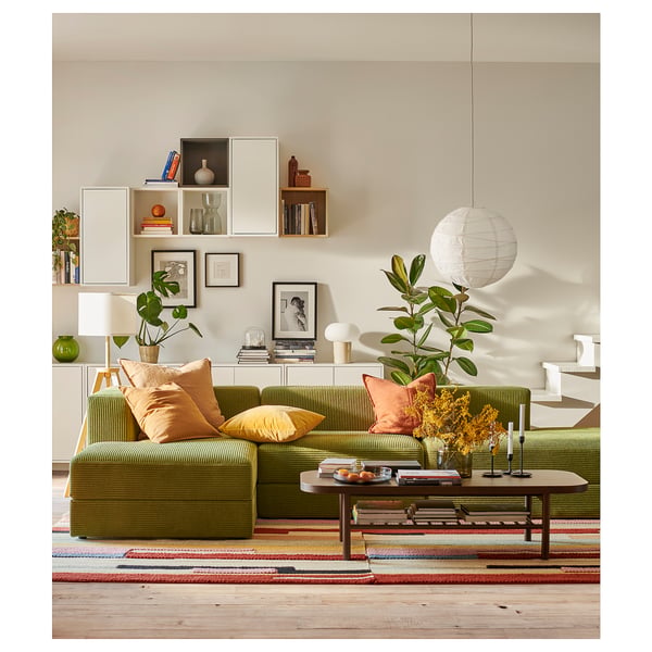 JÄTTEBO Sofá 3.5 plazas+chaise longue, Samsala verde amarillo oscuro