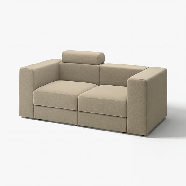JÄTTEBO Sofá modular, 2 plazas, con reposacabezas/Johanneshov marrón-beige