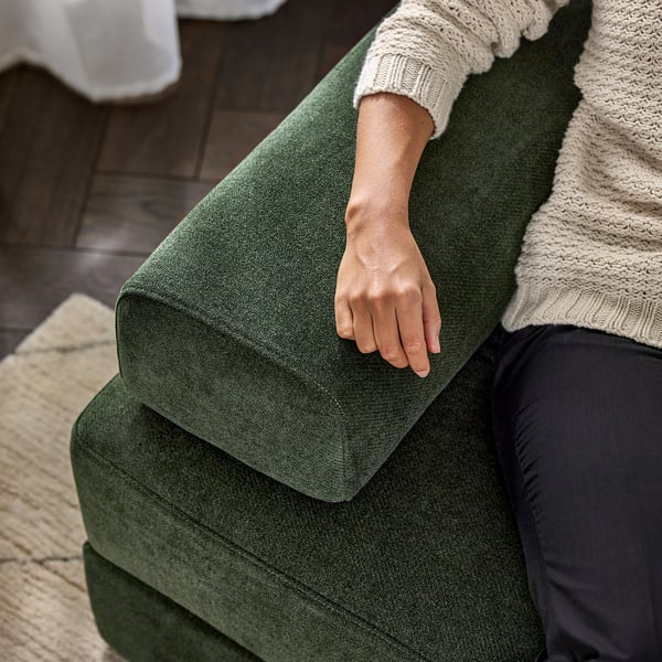 JÄTTEBO Sofá modular, 2 plazas, con reposacabezas/Johanneshov verde oscuro