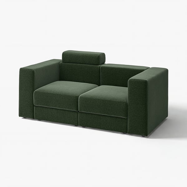 JÄTTEBO Sofá modular, 2 plazas, con reposacabezas/Johanneshov verde oscuro