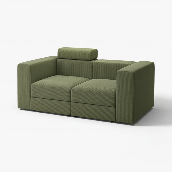 JÄTTEBO Sofá modular, 2 plazas, con reposacabezas/Samsala verde amarillo oscuro