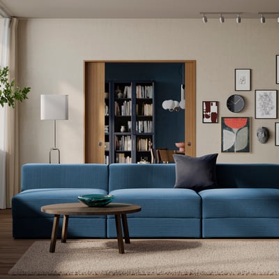 JÄTTEBO Sofá modular 4.5 plazas, Samsala azul oscuro
