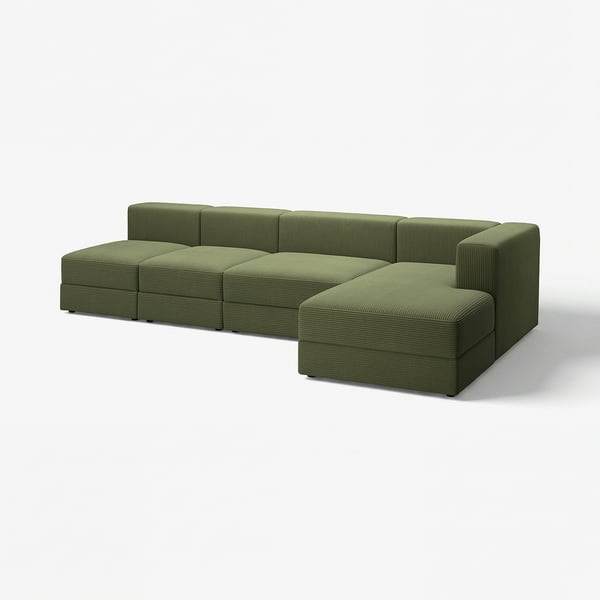 JÄTTEBO Sofá modular 4.5plz+chaise longue, derecha/Samsala verde amarillo oscuro