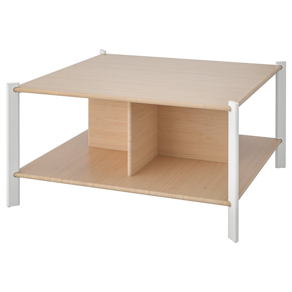 JÄTTESTA Mesa de centro, blanco/bambú claro, 31 1/2x31 1/2 "