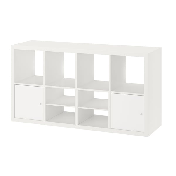 KALLAX Estantería, +2 puertas/+2 estantes adicionales blanco, 57 5/8x30 1/8 "