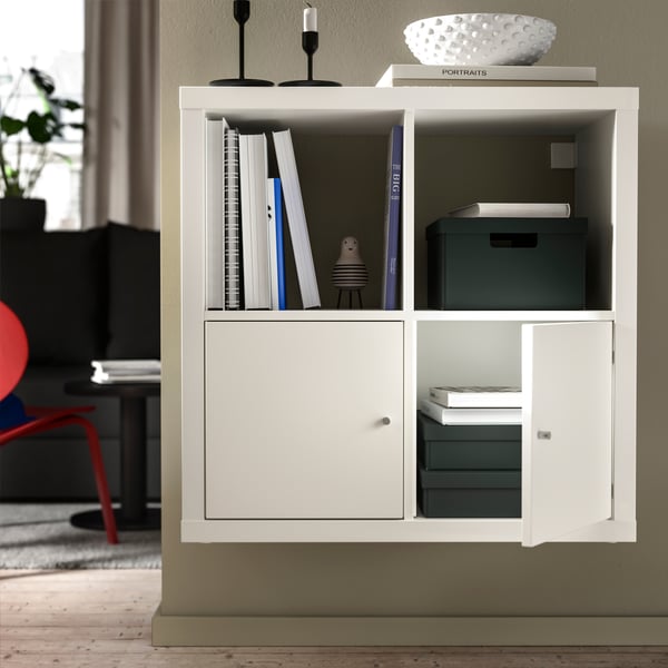 KALLAX Estantería con puertas, blanco, 30 1/8x30 1/8 "