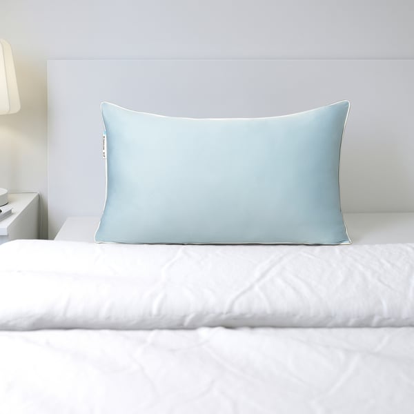 KEJSAROLVON Protector de almohada, beige/azul, Tamaño queen