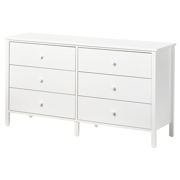 KILBERGET Gavetero de 6 cajones, blanco/función de anclaje/desbloqueo, 56 3/4x30 3/4 "