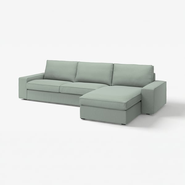 KIVIK Sofá 4 plazas+chaise longue, Gunnared verde claro
