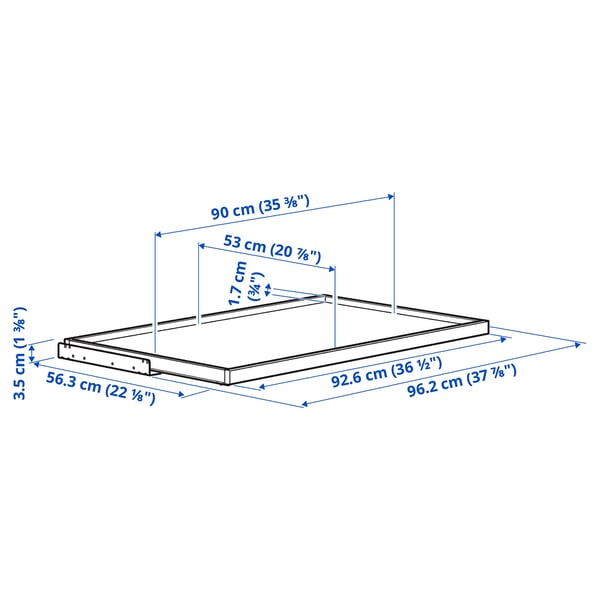 KOMPLEMENT Bandeja extraíble, gris oscuro, 39 3/8x22 7/8 "