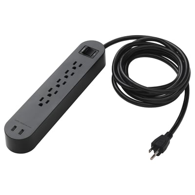 KOPPLA Enchufe 5+2puertos USB, negro, 118 "