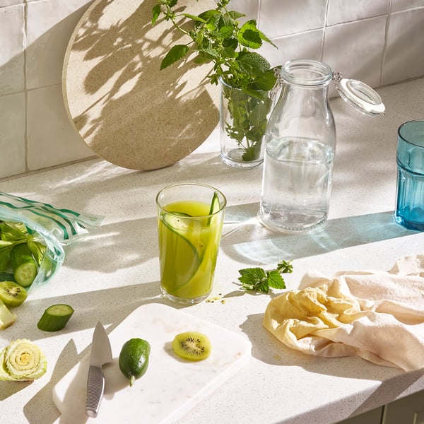 KORKEN Bote forma de botella+tapa, vidrio transparente, 34 oz