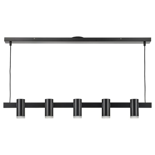 KRANSALG Lámpara colgante+5 lámparas, negro, 44 "