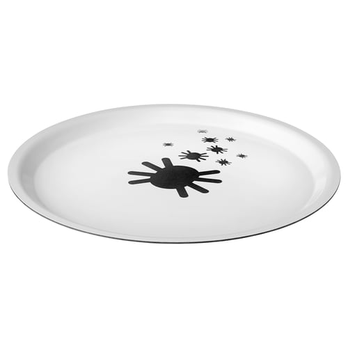 KUSTFYR Bandeja, blanco/araña negro, 12 5/8 "