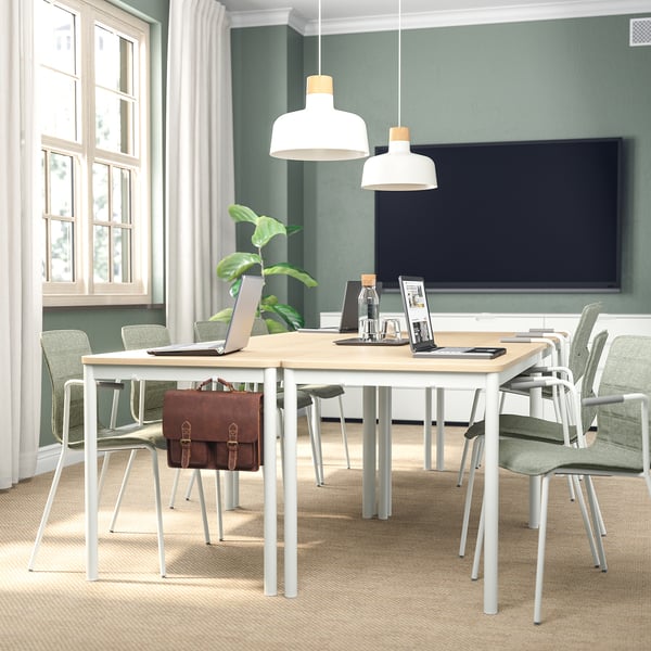 LÄKTARE Silla para reuniones, verde claro/blanco