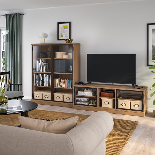 LANESUND Combinación de almacenaje para TV, marrón grisáceo, 111x18 1/2x59 7/8 "