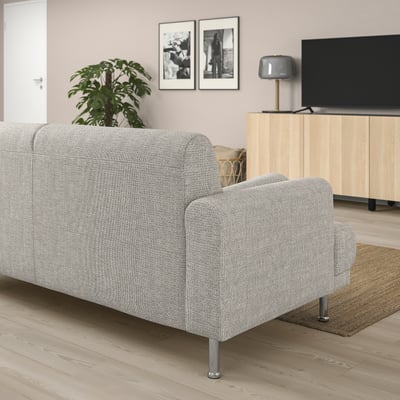LÅNGARYD Sofá+chaise longue, derecha, Lejde/gris claro metal