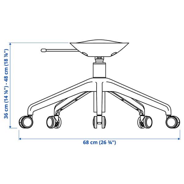 LÅNGFJÄLL Base estrella 5 patas+ruedas, negro
