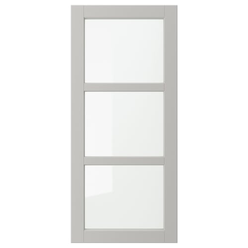 LERHYTTAN Puerta de vidrio, gris claro, 18x40 "