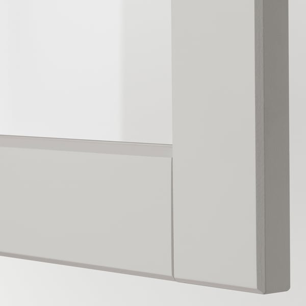LERHYTTAN Puerta de vidrio, gris claro, 15x30 "