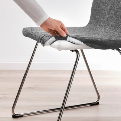 LILLÅNÄS Silla, cromado/Gunnared gris oscuro