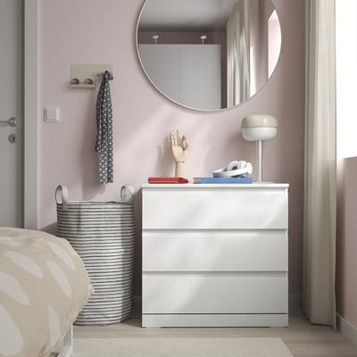 LILLBERGET Gavetero de 3 cajones, blanco, 27 1/2x16 7/8x26 3/4 "