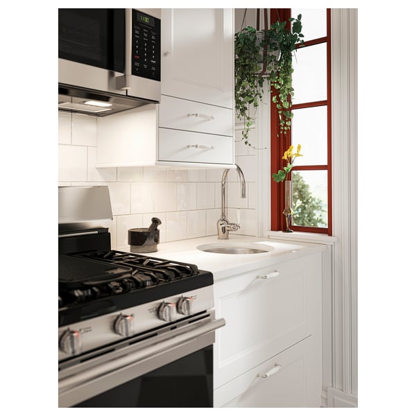 LOCKEBO Encimera de cocina personalizada, blanco/compuesto de vidrio, 1 1/8 "