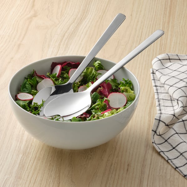 LÖFTESRIK Cubiertos ensalada, 2 piezas, acero inoxidable, 11 "