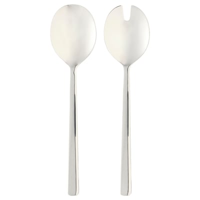 LÖFTESRIK Cubiertos ensalada, 2 piezas, acero inoxidable, 11 "